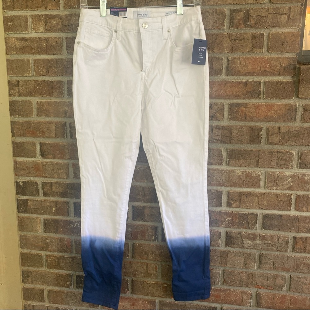 Crown & Ivy White Denim Ombre High-Rise Jeans